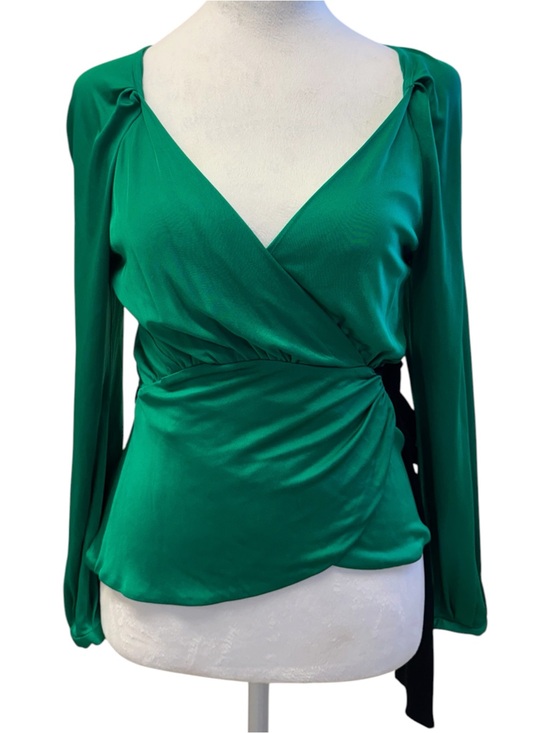 Diane Von Furstenberg Tops - DVF Diane Von Furstenberg Venmo Emerald Green Long Sleeve Wrap US Small NWT